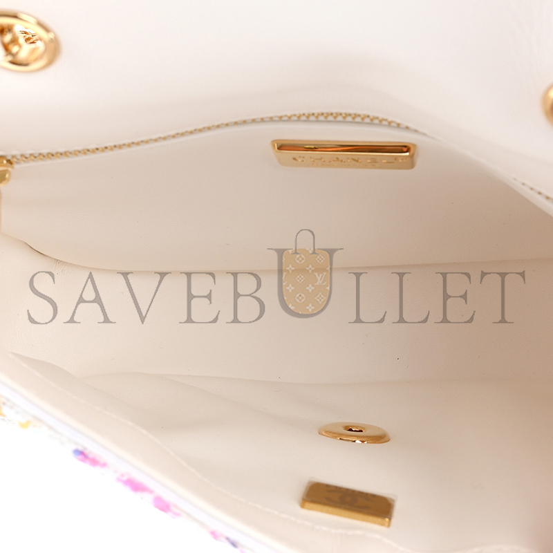 Ch*el master sequin small single flap white multicolor as4561 (21*14*8cm)